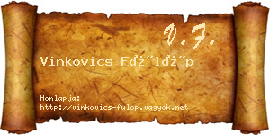 Vinkovics Fülöp névjegykártya